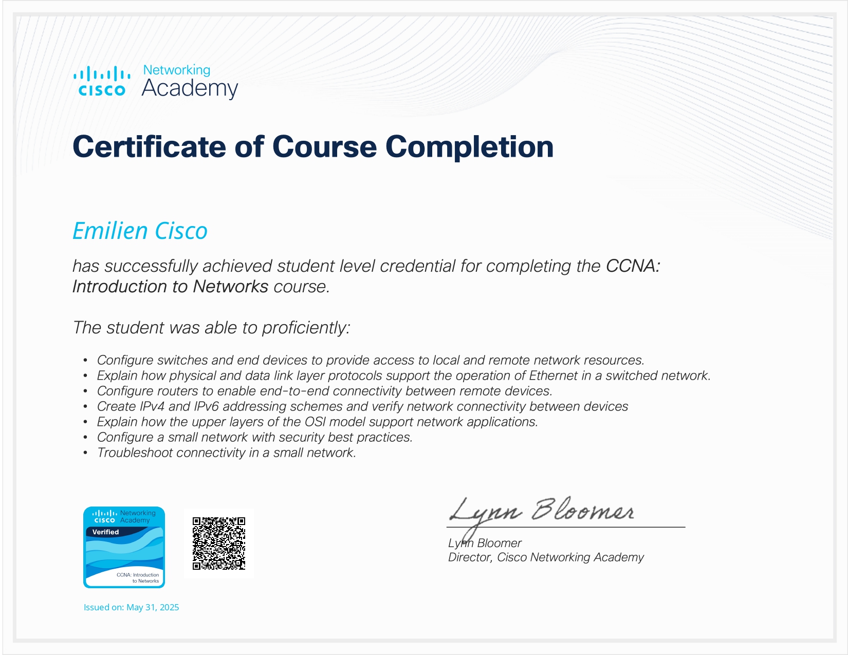 Certification Cisco CCNA 1
